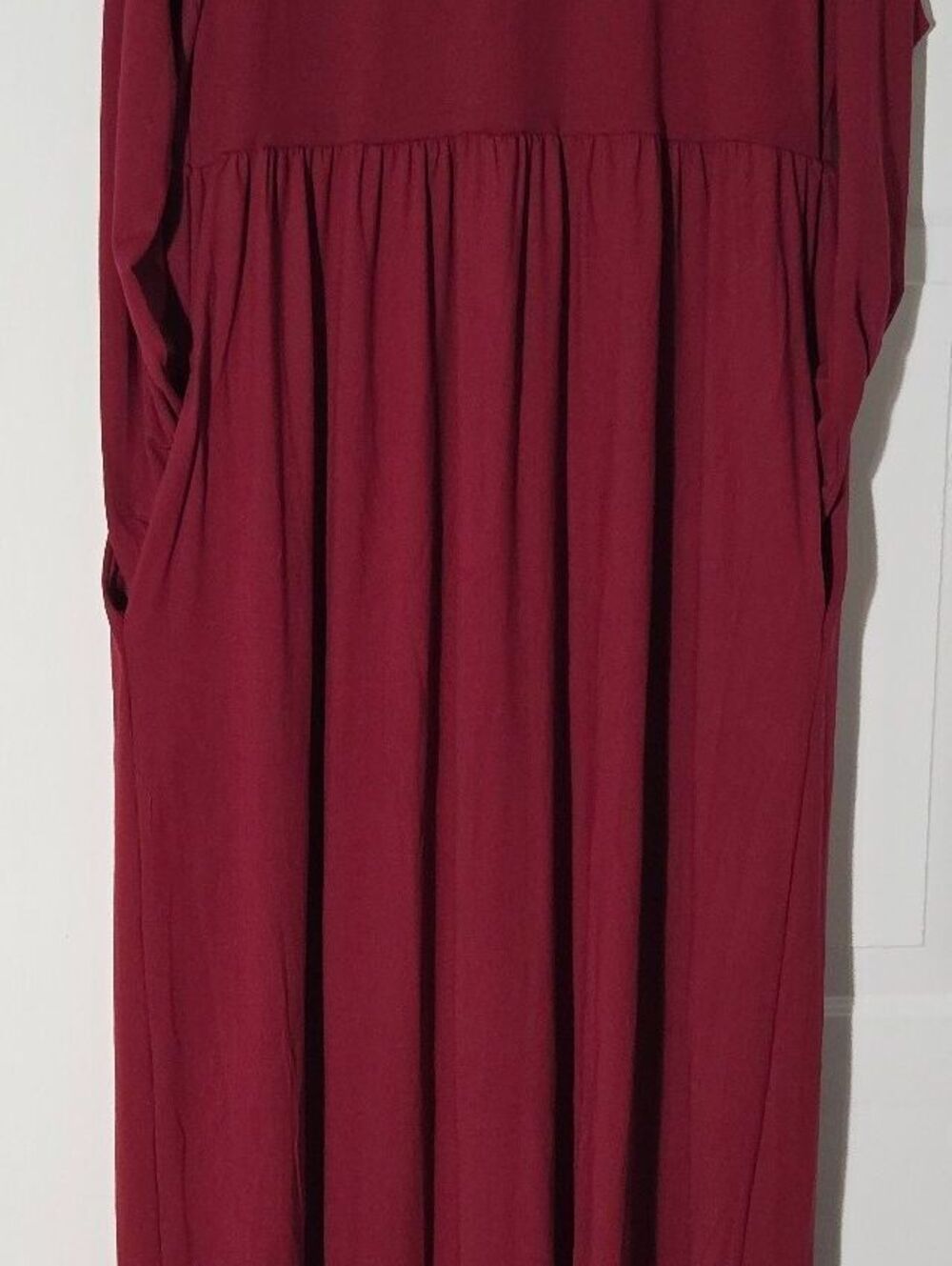 Dearcase Women's Burgundy Long Sleeve Maxi Dress with Pockets size 2XL